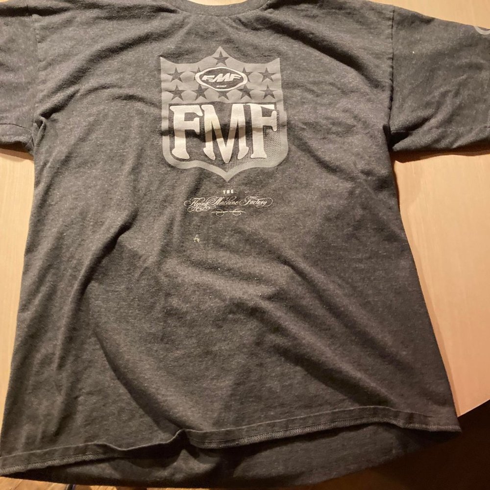 FMF flying machine factory t shirt gray with stars logo size large